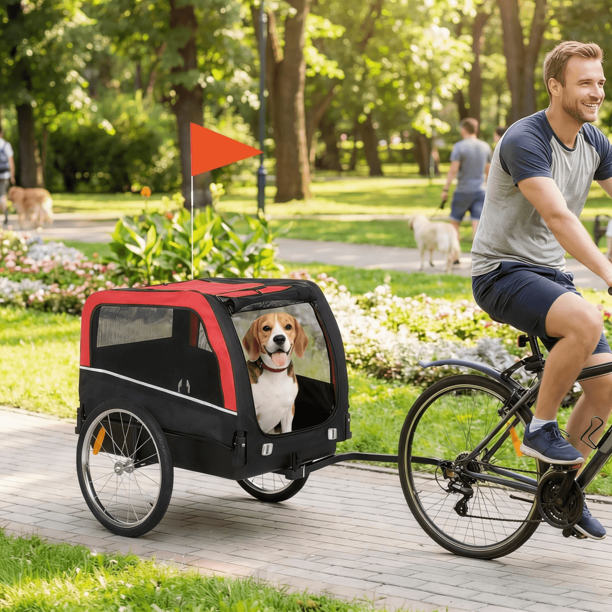 image-Dog Bike Trailer - Durable Steel Frame, 20" Wheels, Easy Assembly