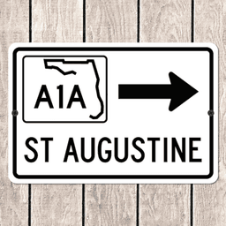 image-St Augustine Florida A1A Highway Road Sign Souvenir Decor 20x30cm Metal