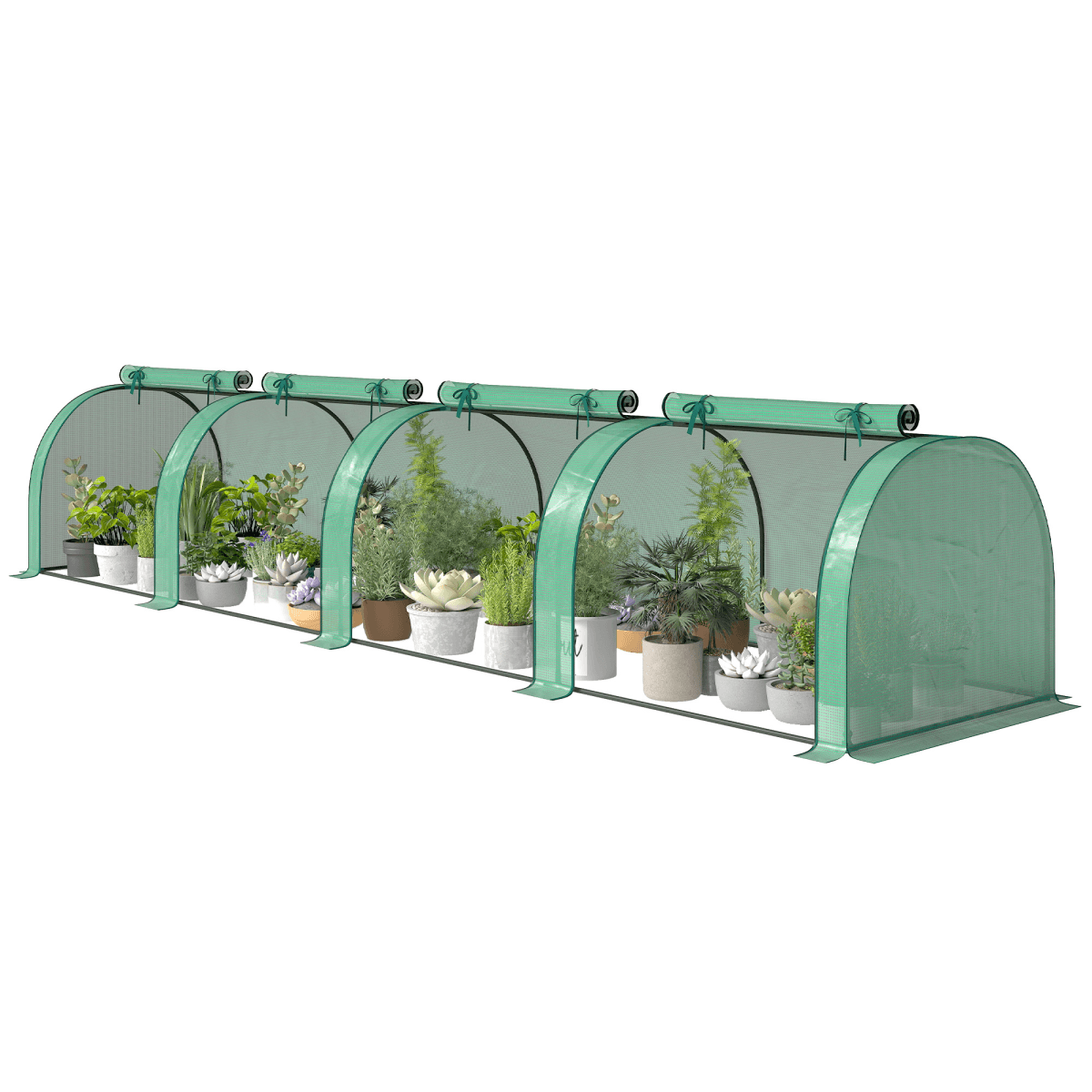 image-Garden Bed with Mini Greenhouse - Green/Dark Green, Tool-Free Assembly, UV Protection