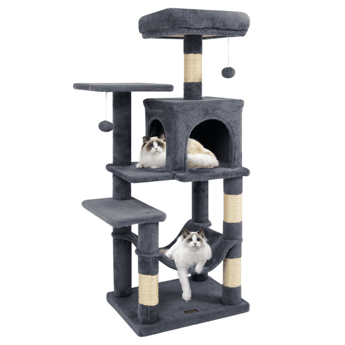 image-44" Multi-Level Cat Tree Gray - Condo & Hammock