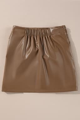 image-Faux Leather Bowknot Mini Skirt - Chic, Playful, 60" Length