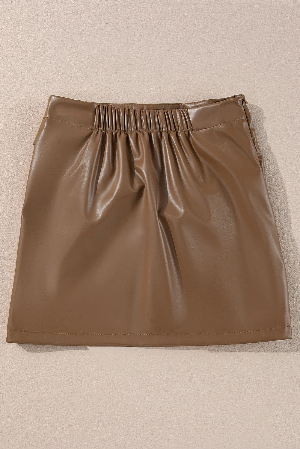 image-Faux Leather Bowknot Mini Skirt - Chic, Playful, 60" Length