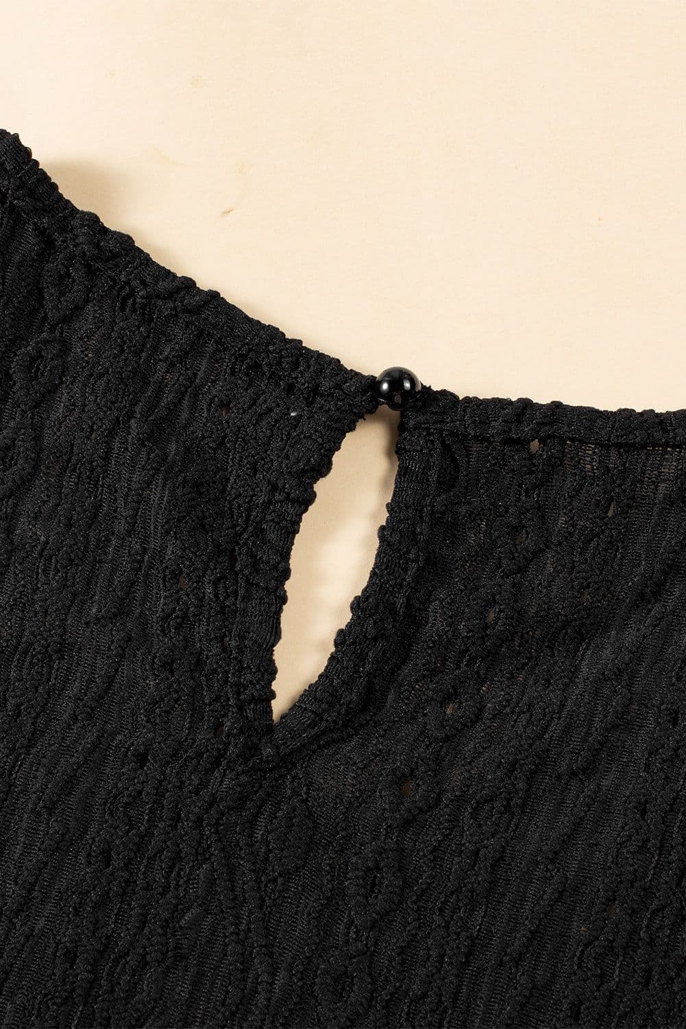 image-Guipure Lace Crochet Keyhole Back Tank Top - Apricot