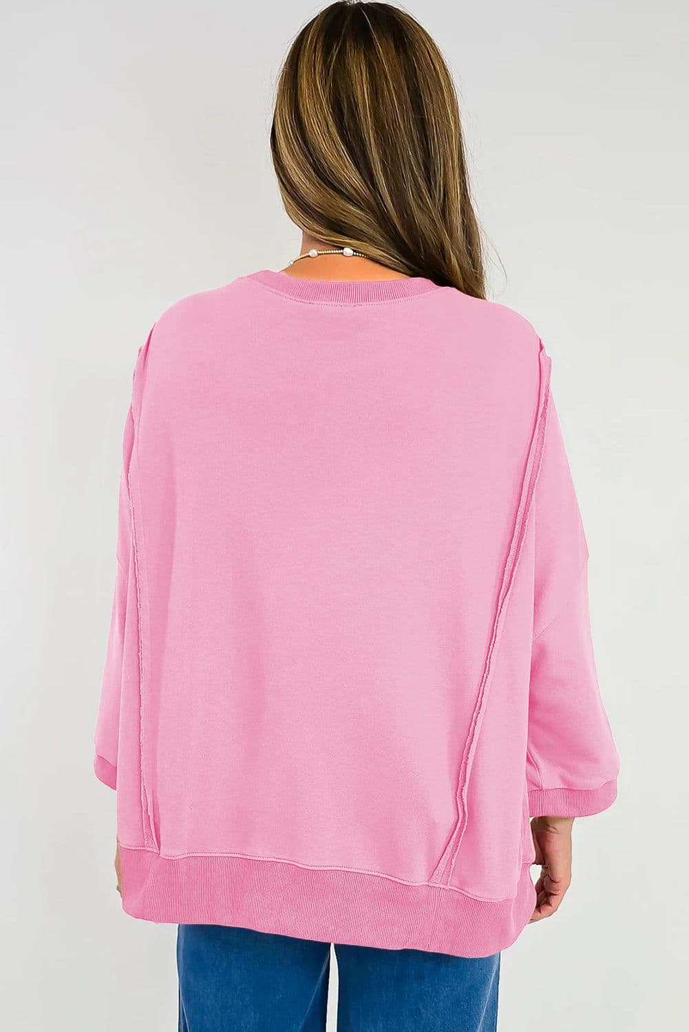 image-Fiery Red Floral Bow Patched Baggy Sweatshirt