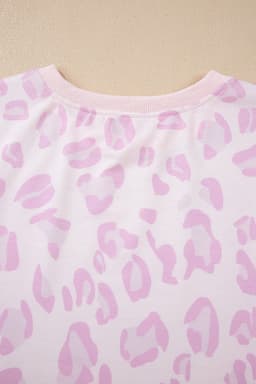 image-Pink Leopard Two Piece Top and Pants Set