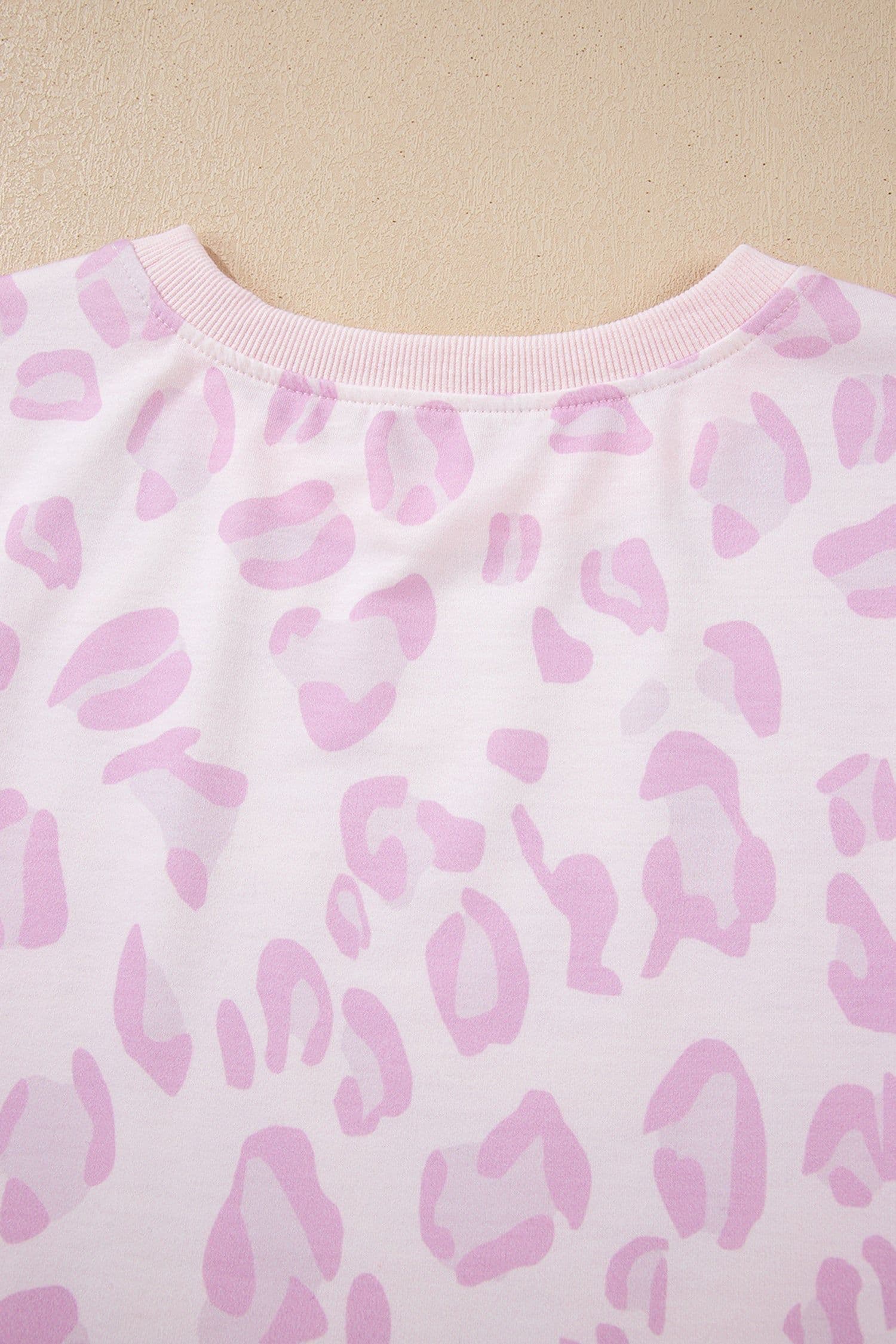 image-Pink Leopard Two Piece Top and Pants Set