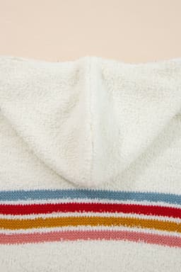 image-White Popcorn Knit Hooded Sweater - Striped