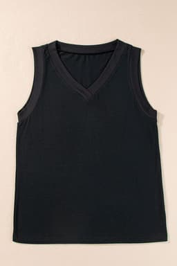 image-Mist Green Ribbed V Neck Tank