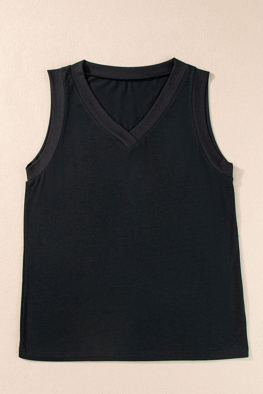 image-Mist Green Ribbed V Neck Tank