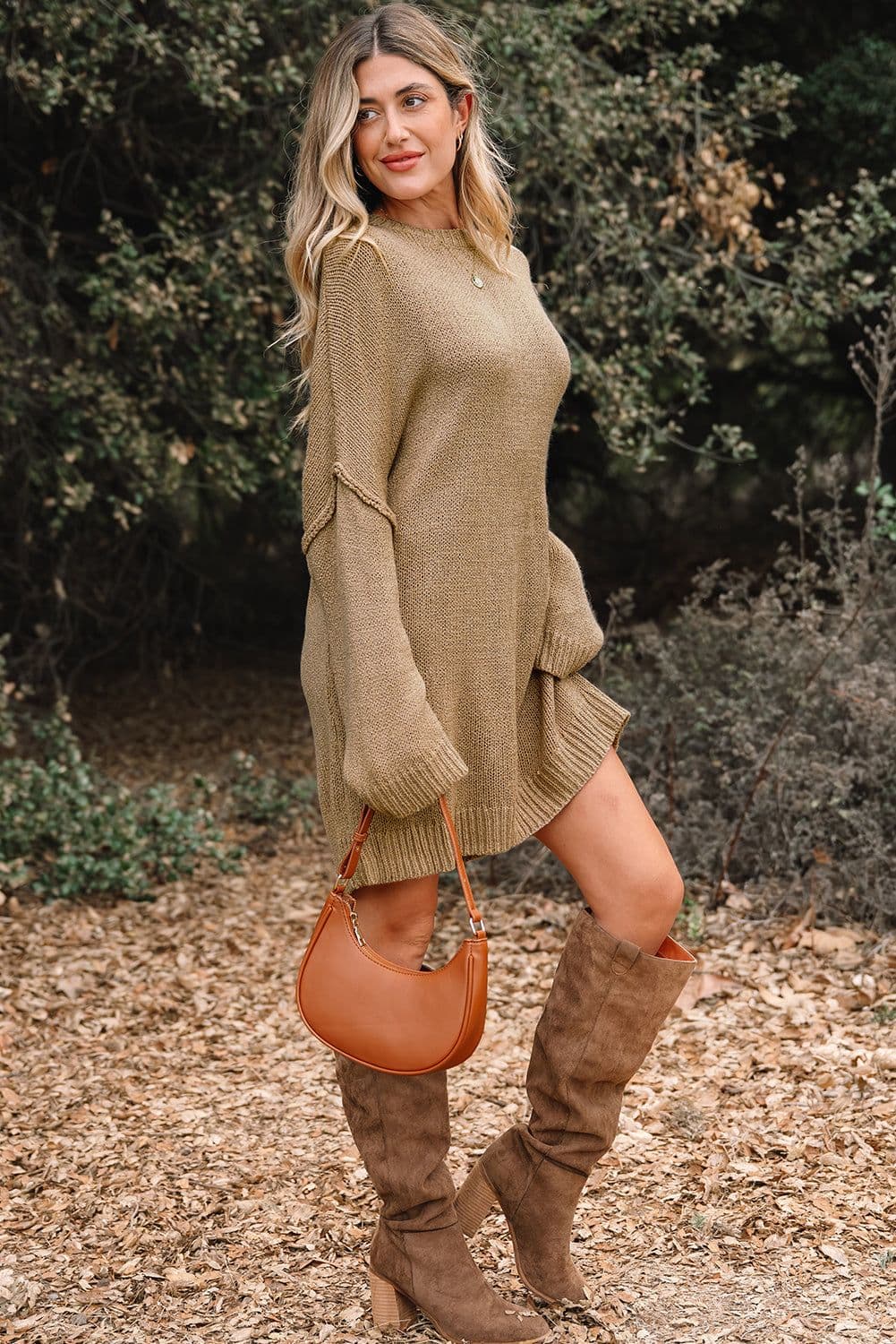 image-Four Leaf Clover Oversize Slouchy Sweater Dress