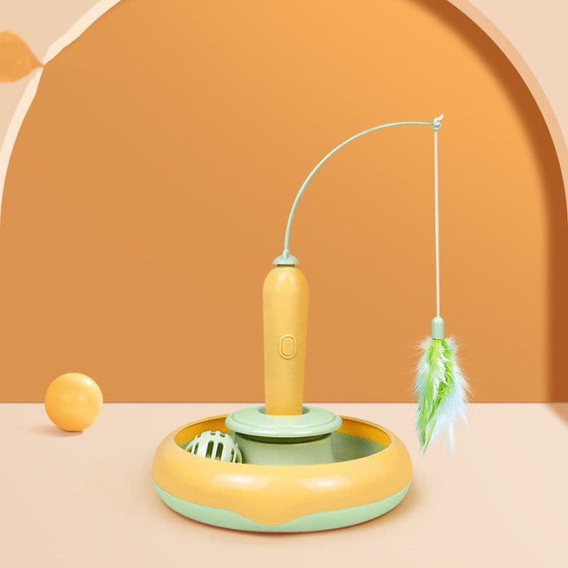 image-2 In 1 Pet Cat Toy With Feather For Self-play Cat Turntable Pets Supplies Cat Toy Toys Cats Items Products