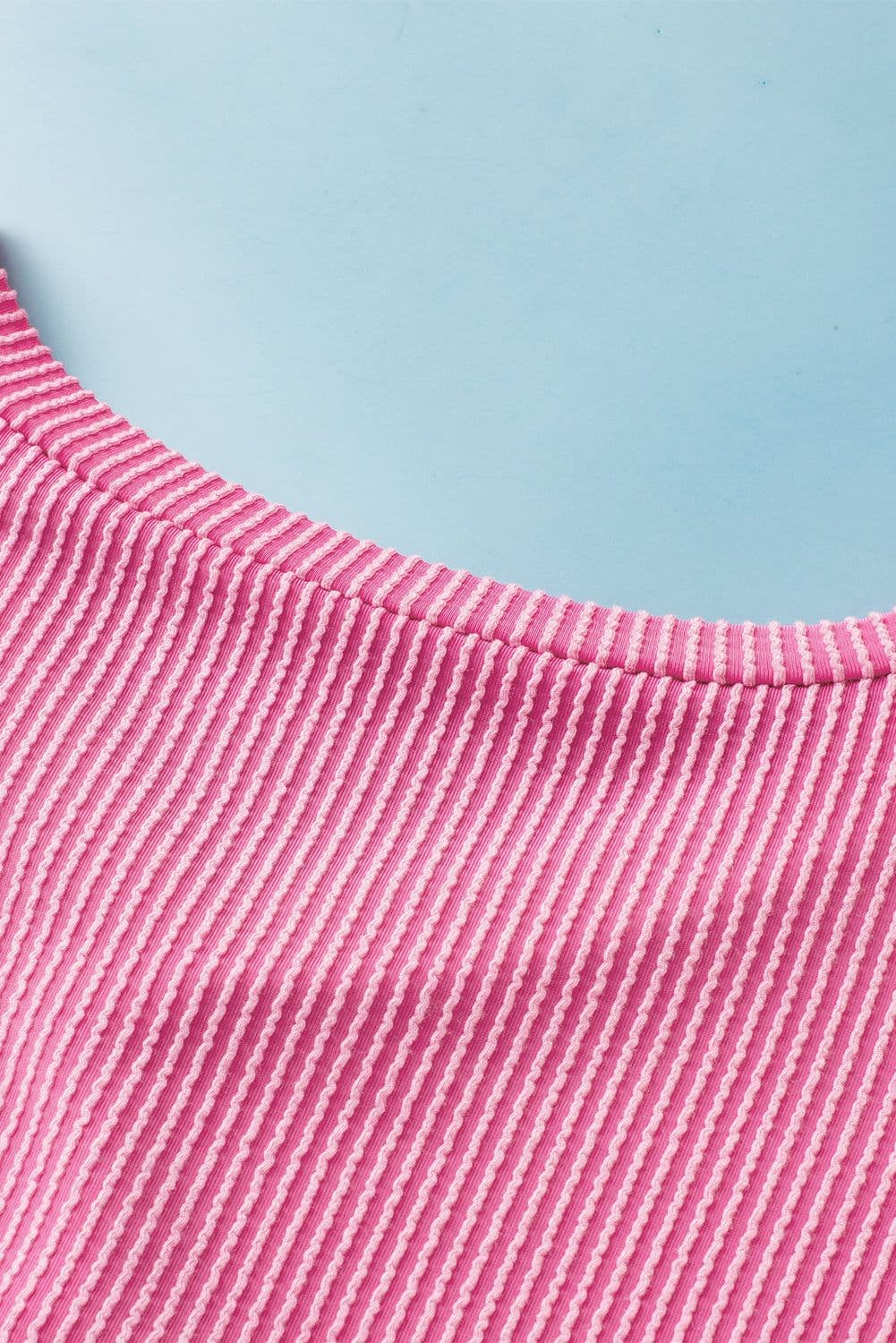 image-Rose Red Color Block Patch Pocket Tee - V Neck Casual Shirt