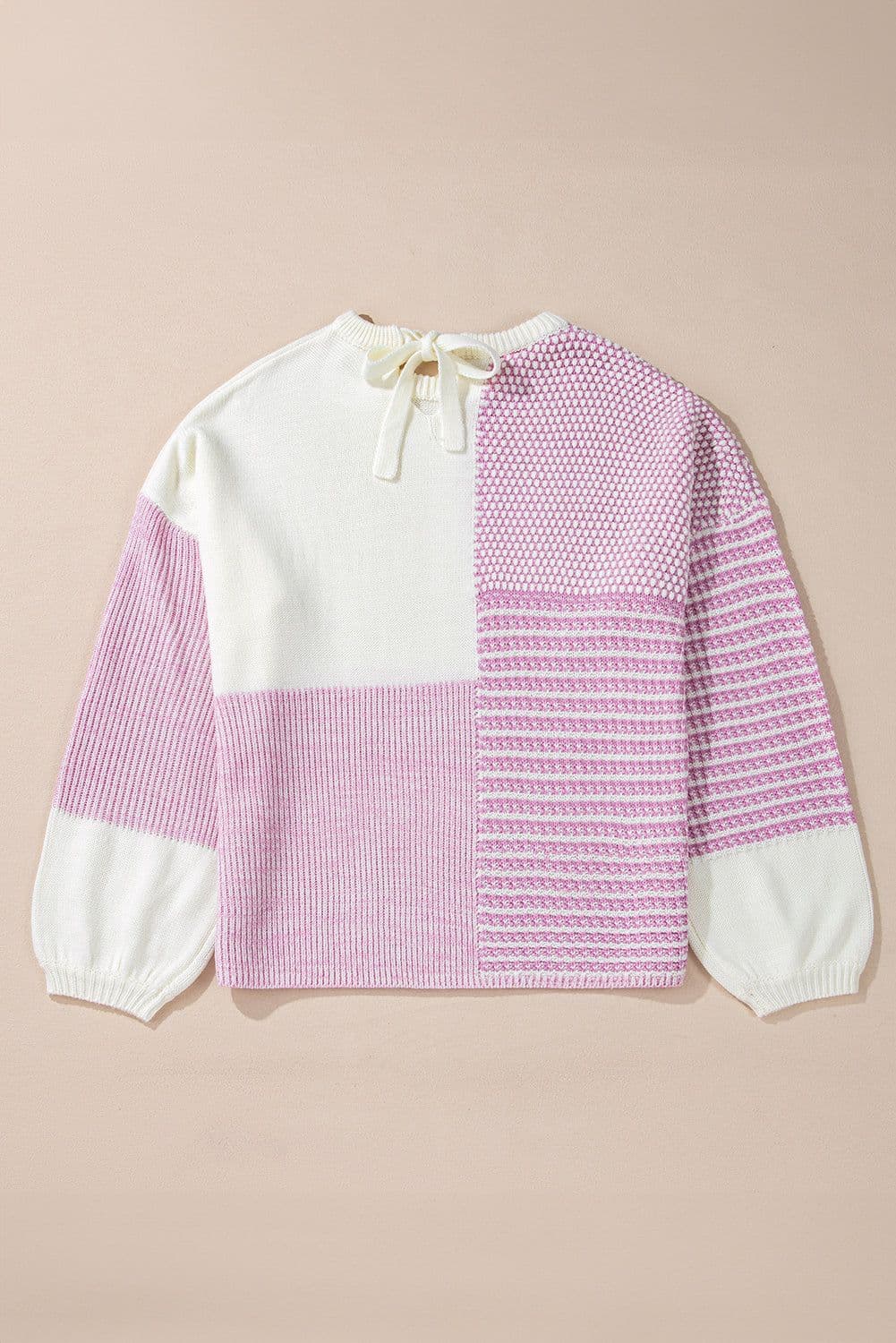 image-Bonbon Colorblock Tie-Back Sweater - Neutral