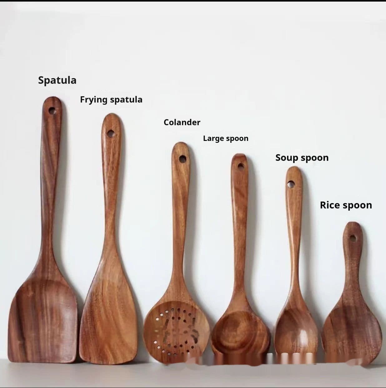 image-Spatula Kitchenware Suit Teak Head Shovel Salad Stir Soup Pasta Spoon Kitchen
