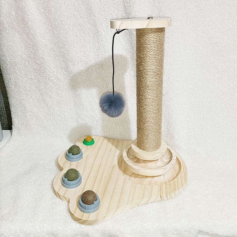 image-Cat Toys From Solid Wood Cat Turntable Bite-resistant Funny Cat Stick Cat Supplies