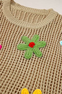 image-White Crochet Flower Hollow-out Sweater T-Shirt