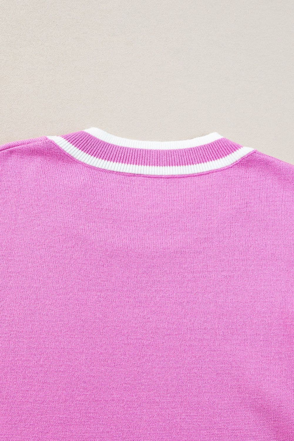 image-Bonbon Edge Piping Ruffled Sleeve Round Neck Knit Top