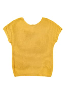 image-Pink Solid Loose Knit Short Dolman Sleeve Sweater