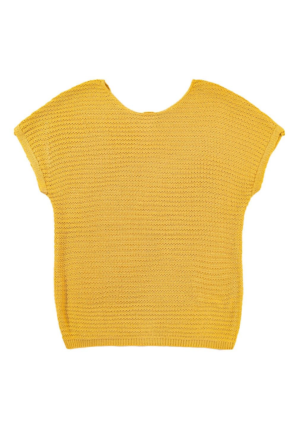image-Pink Solid Loose Knit Short Dolman Sleeve Sweater