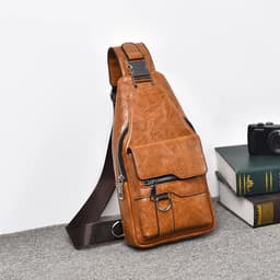 image-Men Cross Body Bag Sling Backpack Fashion Retro Travel Male Side