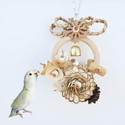 image-Plant Straw Gnawing Ring Natural Wood Slice Pine Cone Toy