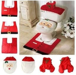 image-Merry Christmas Bathroom Curtain Santa Claus Toilet Seat Christmas Decorations