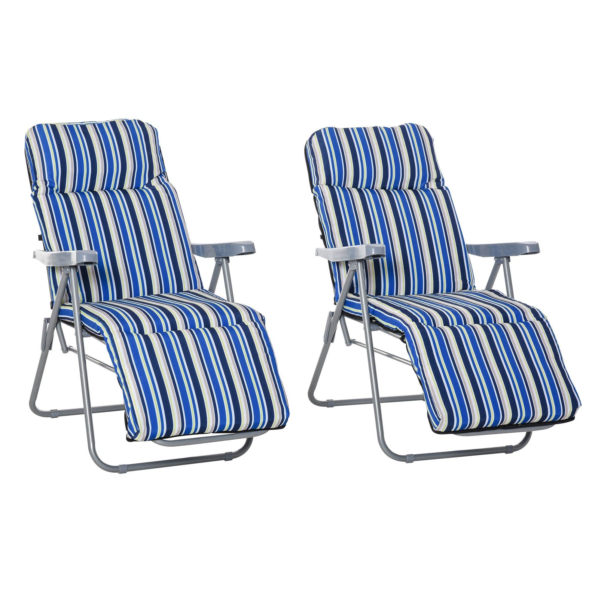 image-2 Outdoor Sun Recliners Loungers Folding Multi Position Relaxers Chair & Cushion