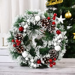 image-Handmade Simulation Of Christmas Wreath Hanging On The Door