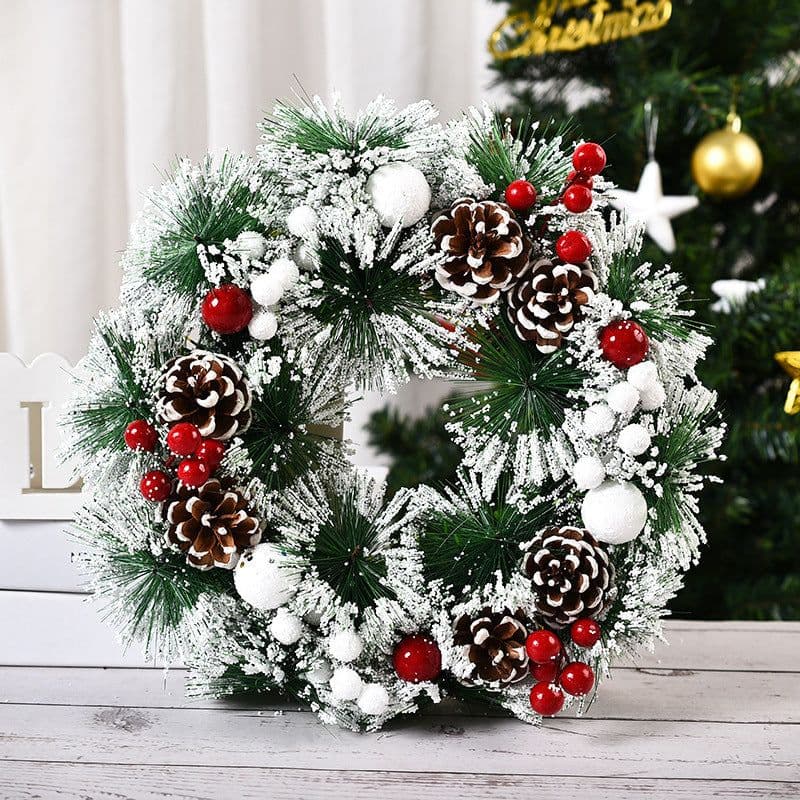 image-Handmade Simulation Of Christmas Wreath Hanging On The Door