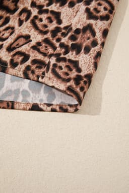 image-Brown Leopard Bow Tie Puff Sleeve Blouse