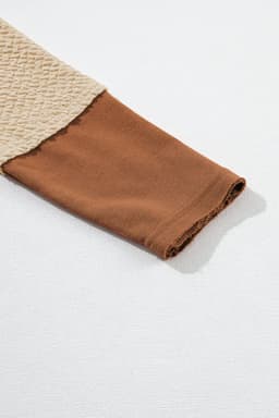 image-Chestnut Contrast Sleeves Patchwork Colorblock Hoodie
