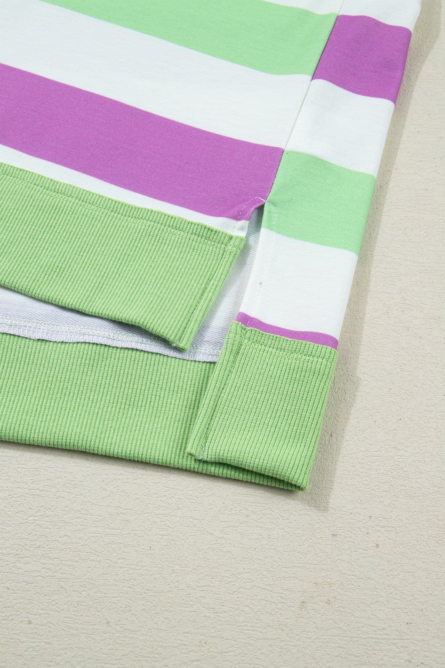 image-Green Stripe Lucky Clover Embroidered Graphic Dolman Loose Tee