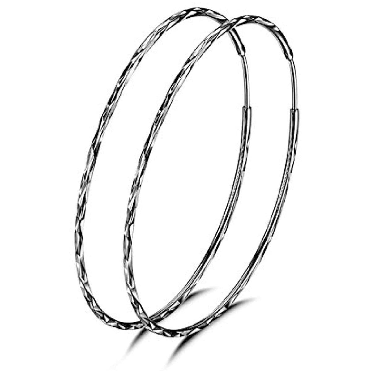 image-Sterling Silver Classic Hoop Drop Earrings Jewelry Gifts for Women 20mm