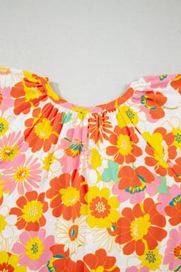 image-Multicolor Floral Print V Neck Half Sleeve Blouse
