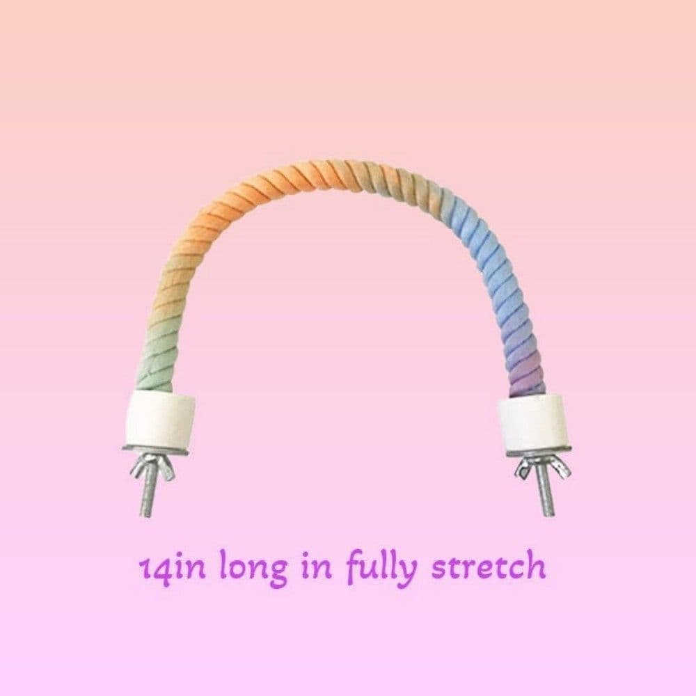 image-Gradient Colorful Bird Rope Perch Stand For Bird Cages Bendable Climbing Rope Cage Accessory Toy For Cockatiel Parakeet Sugar Glider