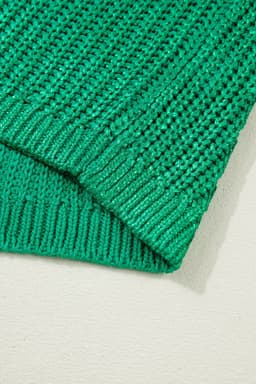image-Bright Green High Neck Knit Sweater - Short Sleeve