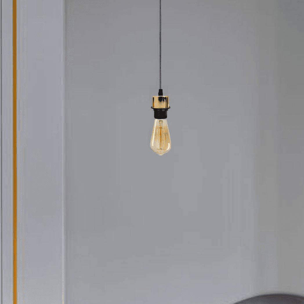 image-10 Pack Industrial French Gold Pendant Light, Lampshade Addable E27 Lamp Holder Light, E27 UK Holder Set With PVC Cable.