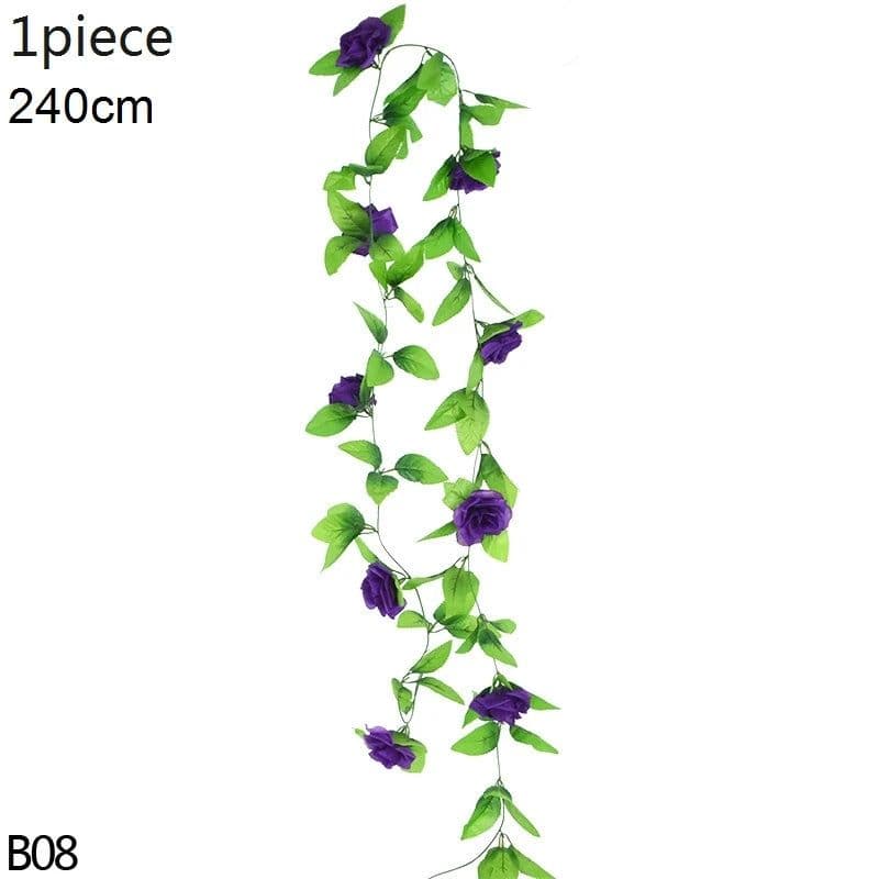 image-Artificial Flower Wisteria Vine Ivy Leaf Garland Silk Rose Flowers Rattan String Vine Wedding Arch Flower Home Garden Decoration