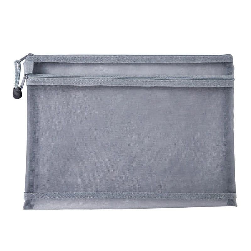 image-Transparent Waterproof Mesh Zipper Pouch Document Bag A4 Size File Folders for School Office Supplies Pencil Case Storage Bags
