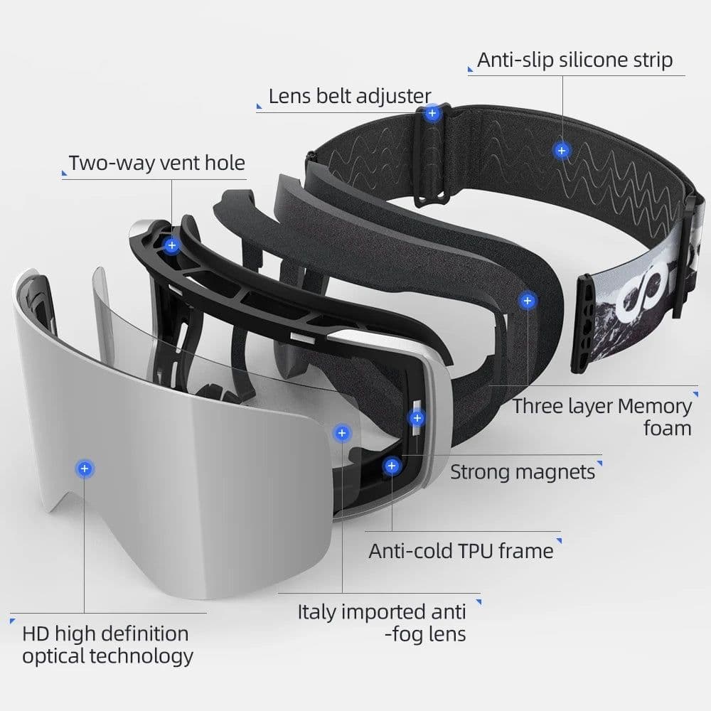 image-COPOZZ Professional Winter Ski Goggles Magnetic Quick-Change Double Layers Anti-Fog Snowboard goggles Men Women Ski Equipment