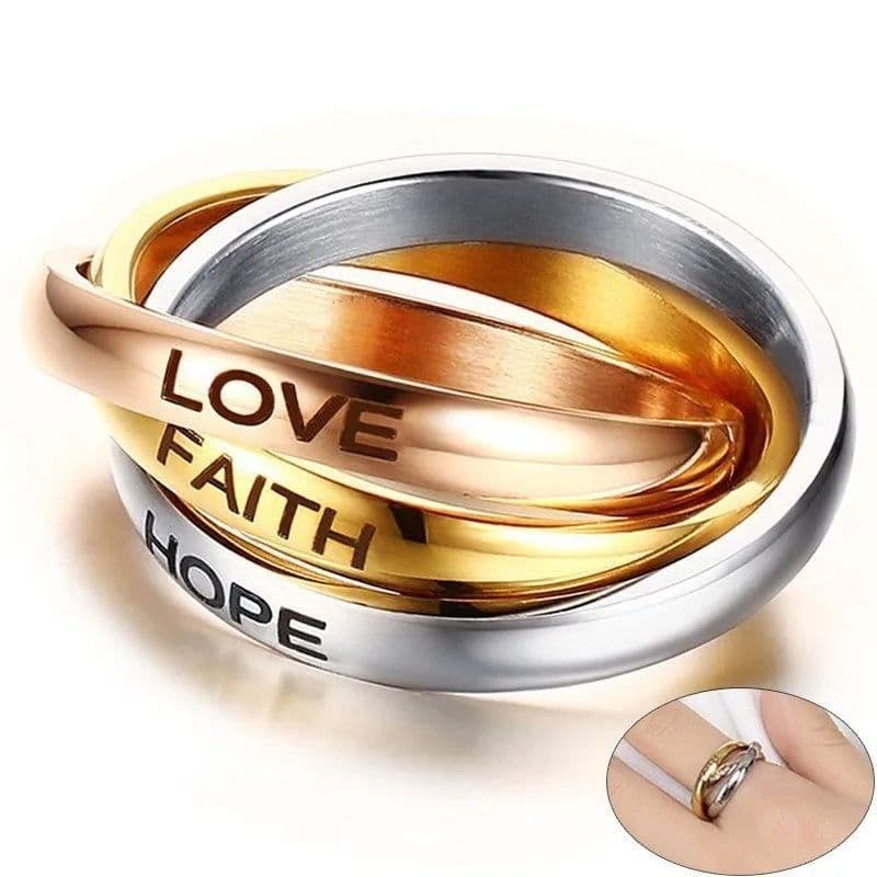 image-New Triple Interlocked Engagement Rings for Women Stainless Steel Three-in-one Promise Gift for Her Valentines Day