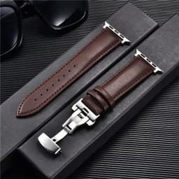 image-Genuine Leather Watch Straps for Apple Watch 8 7 6 SE 5 4 Butterfly Buckle Watchband 38/40/41mm 42/44/45/49mm for iwatch ultra