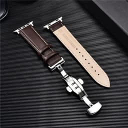 image-Genuine Leather Watch Straps for Apple Watch 8 7 6 SE 5 4 Butterfly Buckle Watchband 38/40/41mm 42/44/45/49mm for iwatch ultra