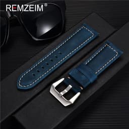 image-Retro Genuine Leather Strap Handmade Crazy Horse Skin Cowhide Leather Watchband 20 22 24 26 mm High Quality Watch Band