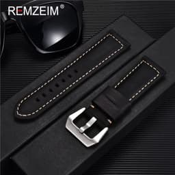 image-Retro Genuine Leather Strap Handmade Crazy Horse Skin Cowhide Leather Watchband 20 22 24 26 mm High Quality Watch Band