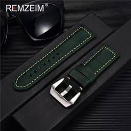 image-Retro Genuine Leather Strap Handmade Crazy Horse Skin Cowhide Leather Watchband 20 22 24 26 mm High Quality Watch Band