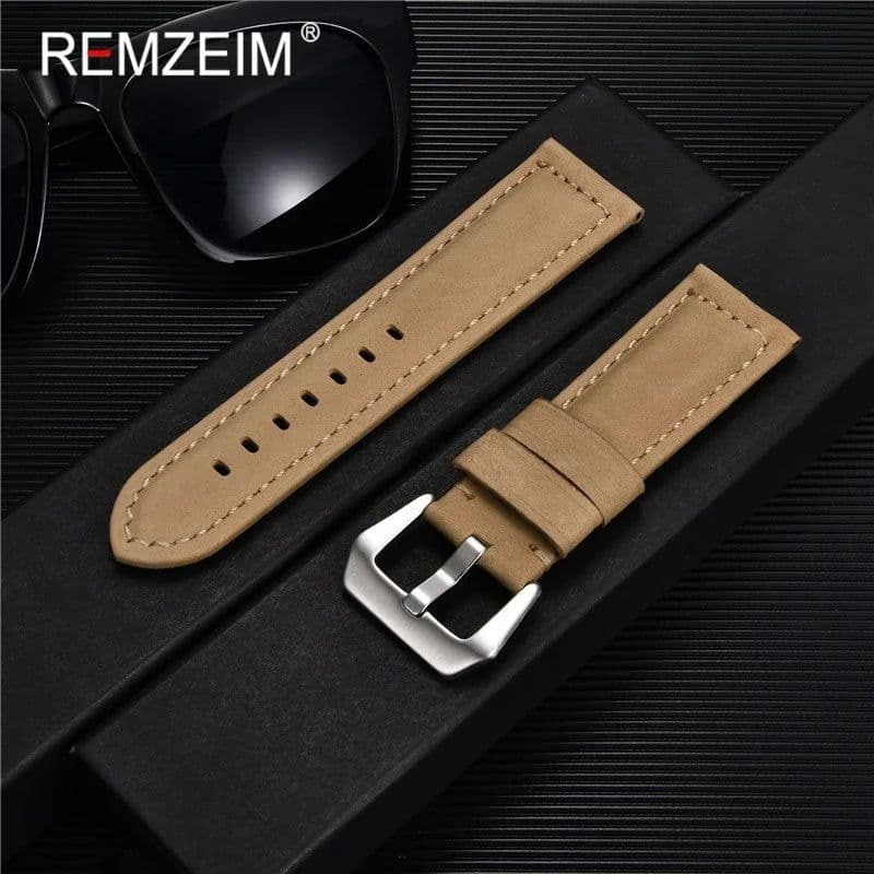 image-Retro Genuine Leather Strap Handmade Crazy Horse Skin Cowhide Leather Watchband 20 22 24 26 mm High Quality Watch Band
