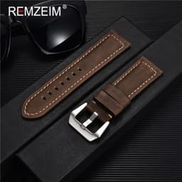 image-Retro Genuine Leather Strap Handmade Crazy Horse Skin Cowhide Leather Watchband 20 22 24 26 mm High Quality Watch Band