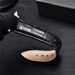 image-Embossed Leather Men Watch Straps for Apple Watch 8 7 6 SE 5 4 Butterfly Buckle 45mm 44mm 42mm 41mm 40mm 38mm Business Watchband