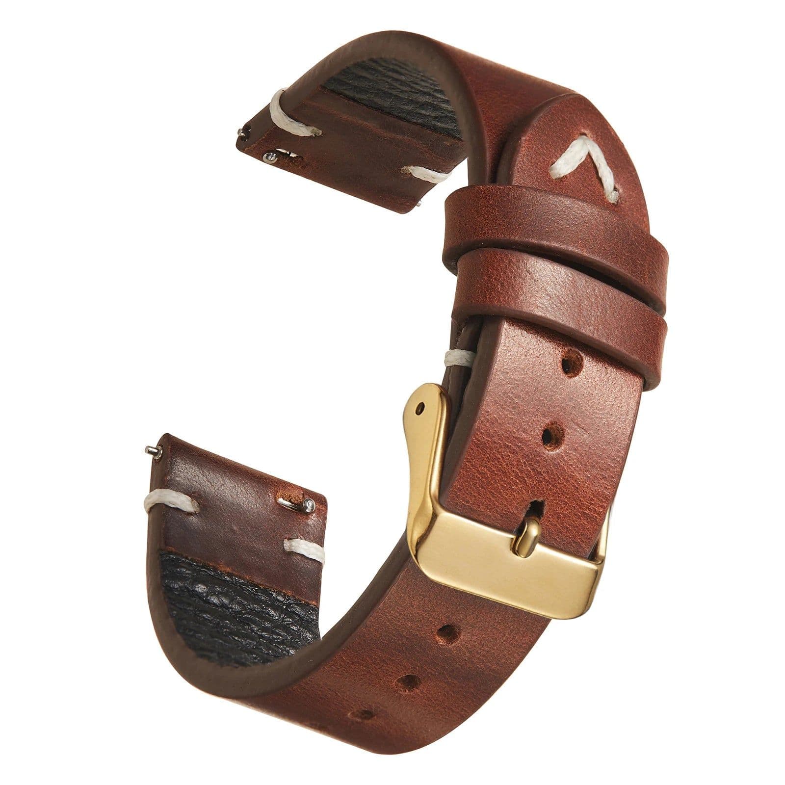 image-New Oil Wax Leather Watch Strap 18mm 19mm 20mm 22mm Vintage Watch Band Black Blue Brown Available Handmade Watchband Accessories